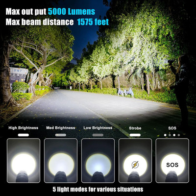 Worlds Brightest Flashlight 200000 Lumens OLED Charging Display Best Recharge...