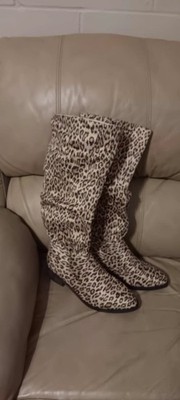 Cantianshu Casual Leopard Shelly Knee High Boots Women Size 10
