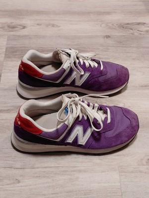 New Balance 574 Colorblock Purple/White/Red Lace Up Low Top Suede Sneakers
