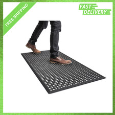 Rubber Floor Mat Anti Fatigue Drainage Non Slip Restaurant Kitchen 36x60 Black Rubber Floor Mat Anti Fatigue Drainage Non Slip Restaurant Kitchen 36x60 Black