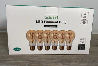 EDISHINE 6 Pack Vintage LED Edison Bulbs, Decorative Antique LED Filament Bulbs