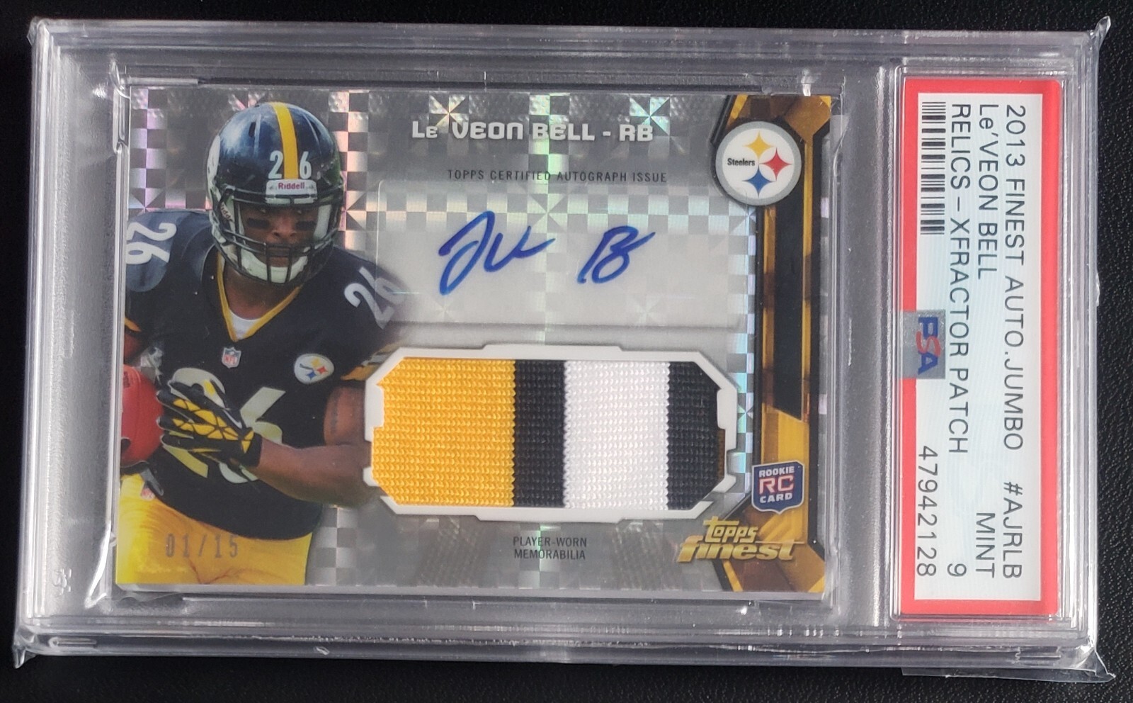 Le'Veon Bell Finest Autograph Jumbo Relics #AJRLB Xfractor Patch