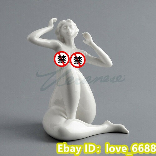Creative ceramic light glaze art fat naked woman sitting and stretching - Picture 2 of 2