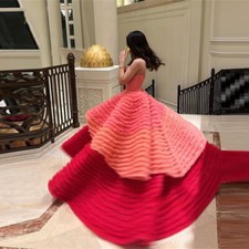 Exquisite Pink Long Evening Dresses Graduation Dress Gradient Tiered Prom Gowns