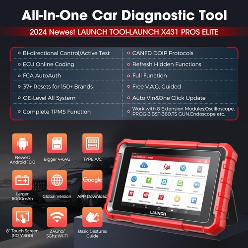 2024 Launch X431 PROS Elite V + Bidirectional Car Diagnostic Scanner Key Coding - Bild 3 von 20