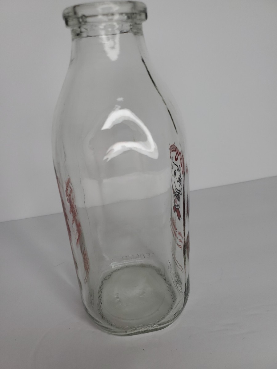 Vintage Rare Broguiere's Milk Bottle Quart Glass Bottle Cow