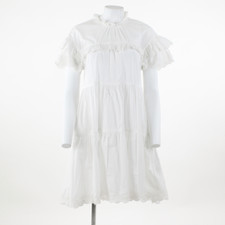 Ulla Johnson White Cotton Short Flutter Sleeve Dress size 8