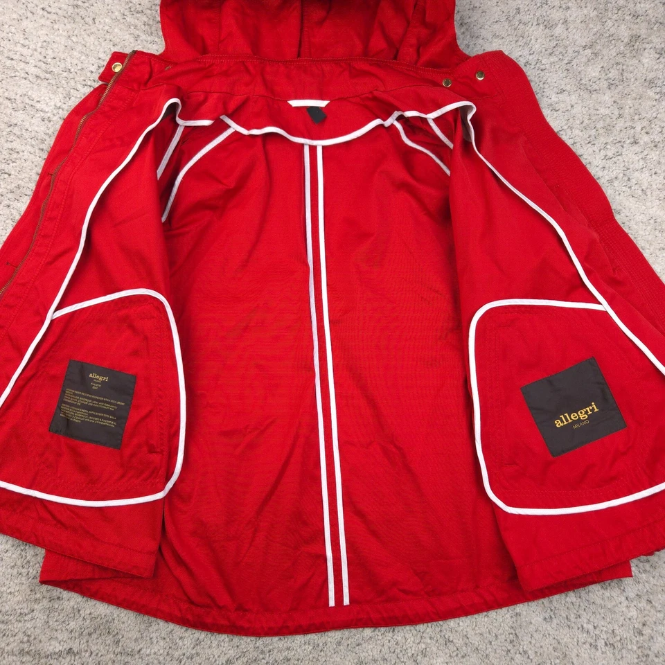 Jaqueta Allegri Milano feminina XL corta-vento capa de chuva vermelha removível em excelente estado usado - Imagem 3 de 4