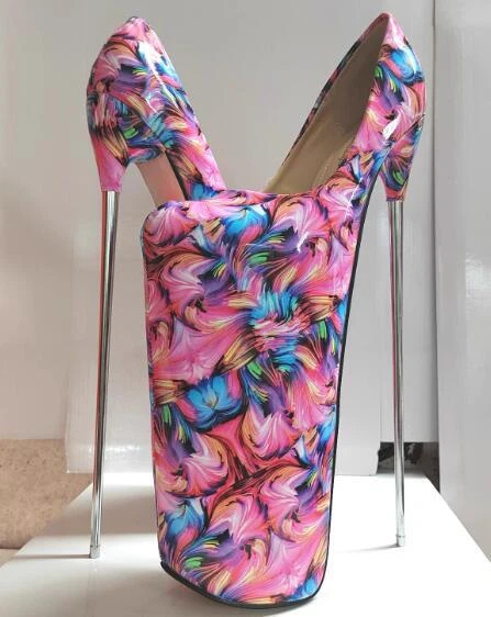 Zapatos de tacón de aguja con plataforma para mujer tacones súper altos coloridos florales fiesta noche Foto 3 de 3