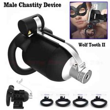 Male Chastity Device Resin Cuspid Teeth Cage for Men Enclosed Locking Belt