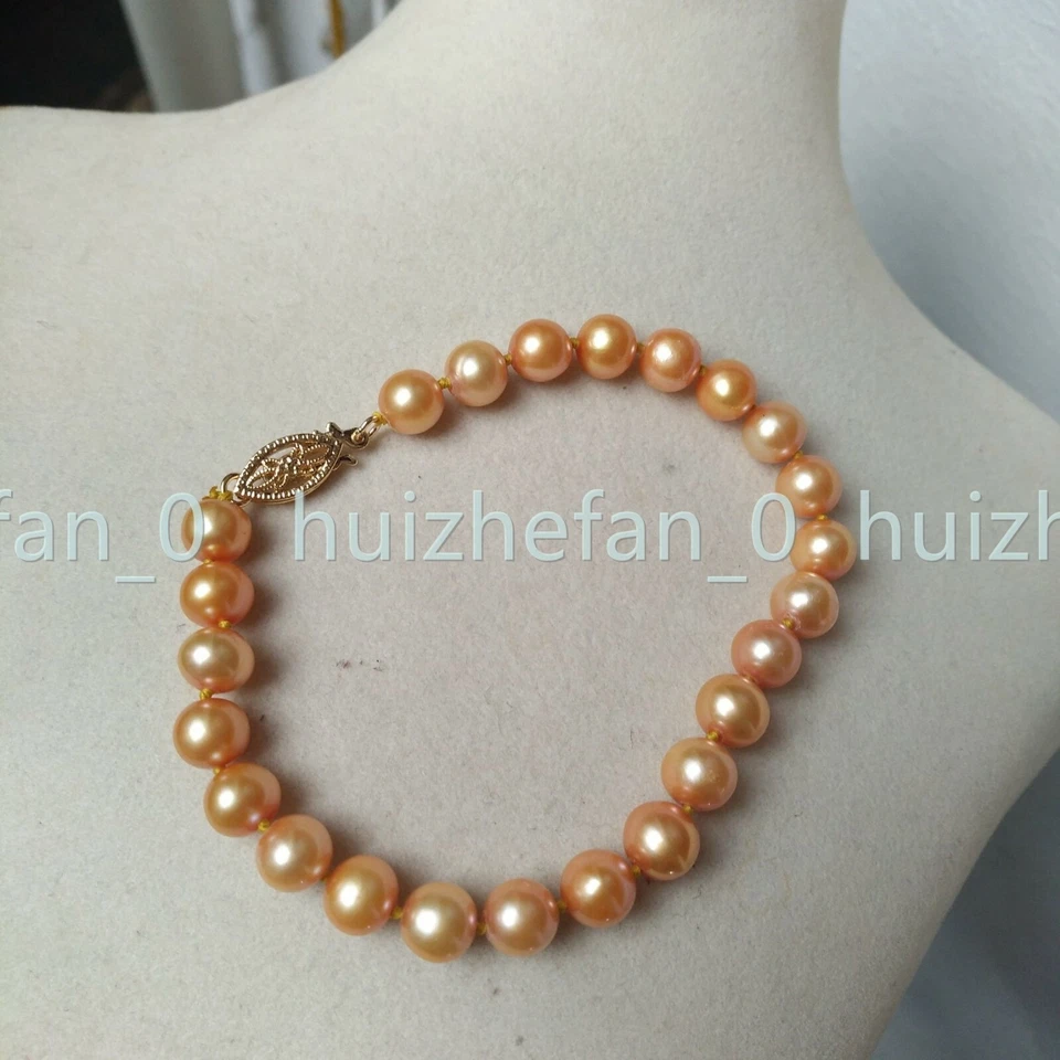 Precioso brazalete de perlas redondas doradas del Mar del Sur AAA+ 7,5-8" oro 14k P Foto 4 de 4