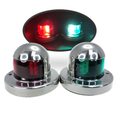 Pactrade Marine Boat Horizontal Mount Navigation Green Red Light 2NM LED IP:66 20m 112.5 Degrees Each DC12V/2W Black Plastic PC Housing (Green Starboard & Red Port Lights