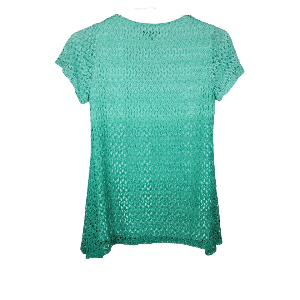Fairy Elementz Gradient Short Sleeve Crochet Eyelet Detail Blouse Small - Image 4 of 4