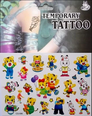 DRESS YOUR NAILS BODY TATTOOS Lets Go English Cartoon Tiger Temporary Body Tattoo Children's - CG-096