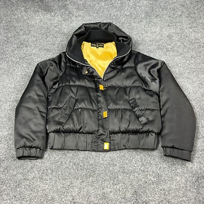 Baby Phat Bomber Jacket Womens Large Black Puffer Vintage Y2K Distressed 