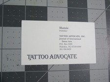 vtg Tattoo business card - Tattoo Advocate Shotsie Gorman Journal of Intl Arts D