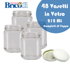 48 VASETTI VETRO 212 ML CON CAPSULE CONSERVA CONFETTURA MARMELLATA FATTE IN CASA