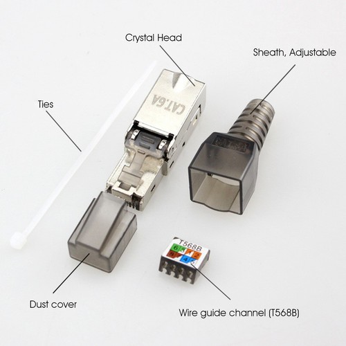 1 Set Shielded Crystal Heads Pressure-free Signal Transfer 6a/7/8 Gigabit - Afbeelding 4 van 12