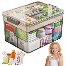 2 Ebenen PET Aufbewahrungsbox Transparent Stapelbar mit Tragegriff Organizer