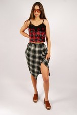 90s Plaid Wrap Skirt Kilt XS green blue vintage womens scottish school preppy