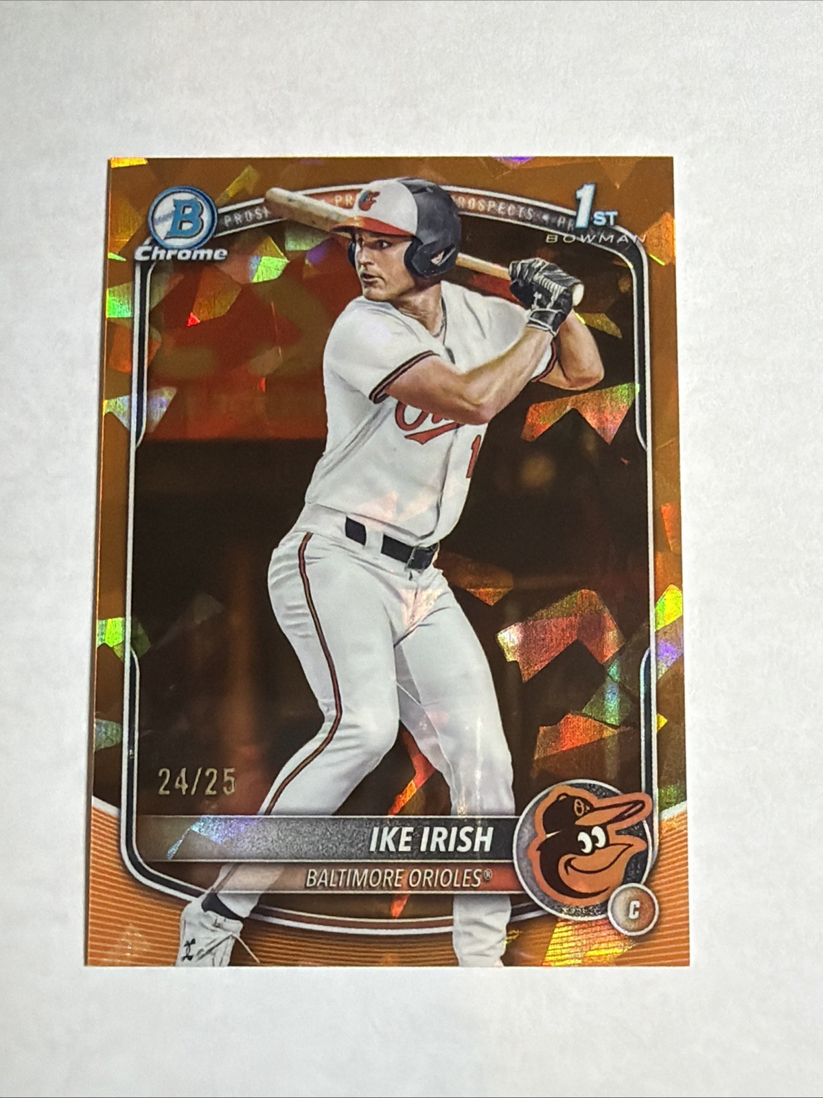 2025 1st Bowman Draft Chrome Sapphire Orange Refractor Ike Irish 24/25 RC SP O’s