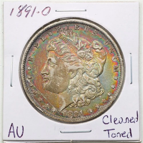 New Listing1891-O $1 Morgan Silver Dollar with AU Detail Cleaned #6557 Toned
