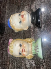 vintage ucagco ceramics japan Boy Girl Wall Pocket  Vases  4 1/2” 1960’s Face