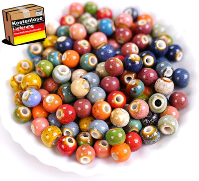 Bunte Keramikperlen 6mm für DIY Schmuck Armbänder Halsketten Basteln 300 Stück