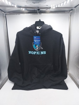 Men's XL John Hopkins Blue Jays Champion Reverse Weave Black Hoodie (M2-A3)