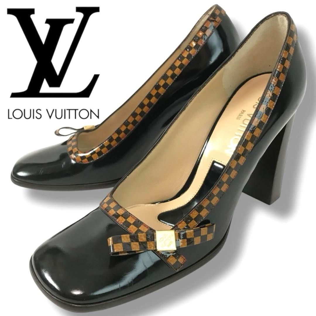 Louis Vuitton Shoes Pumps Heel Damier EU 36.5 US 6.5 Patent Leather Authentic thumbnail 21
