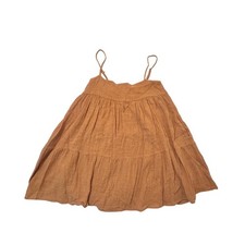 Olivaceous Gypsy and Gold Rust Cotton Gauze Pockets Mini Dress Boho Small