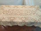 one exquisite antique needle lace handmade tablecloth 90 x 60 in  light beige — photo 5