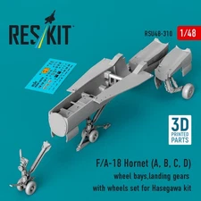 1/48 ResKit RSU48-0310 F/A-18 Hornet (A, B, C, D) wheel bays, landing gears with