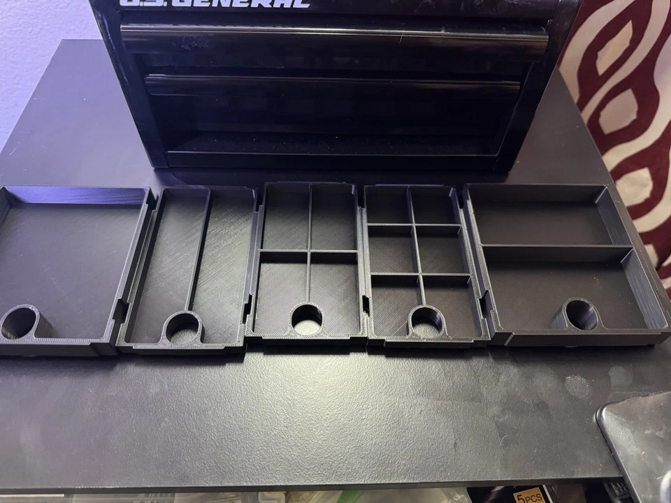 US General Harbor Freight Mini Toolbox Bins. 4 Top,  5 Middle, 4 Bottom. 13 Tota - Image 3 of 4