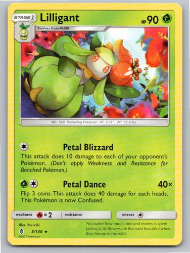 2017 POKEMON LILLIGANT GUARDIANS RISING 5/145 R LP A85991 FREE S&H