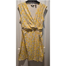 Lands' End Lemon twist knot fit and flare midi sleeveless dress sz M