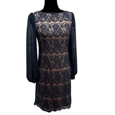 Eliza J Royal Collection Sheath Dress Lave sheer Navy Size 4