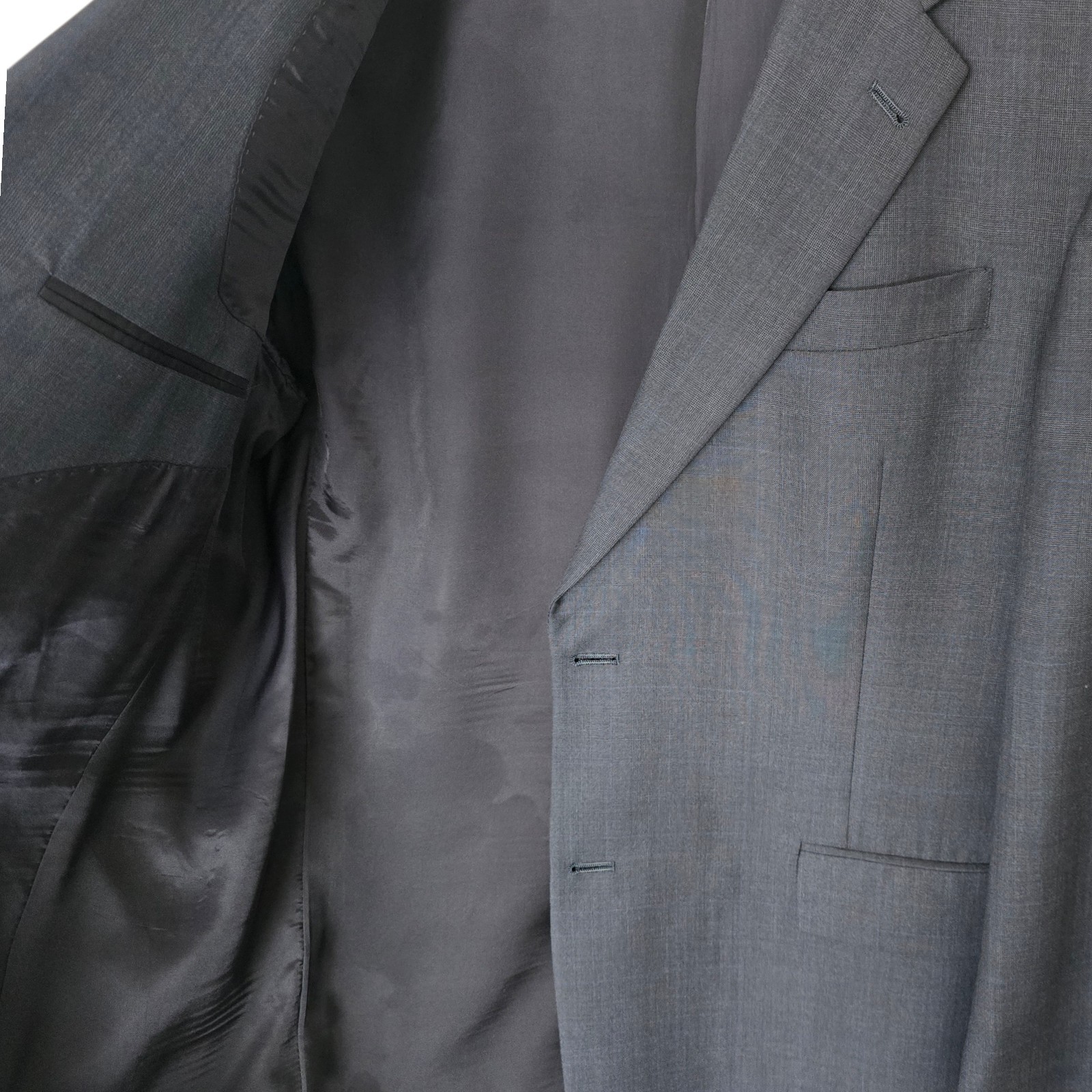 Hart Schaffner Marx Suit 43r 37x32 Gold Trumpeter Slate Blue Glenplaid Tailored 