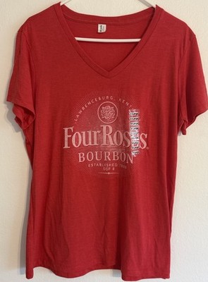 NEW Ladies V -Neck Four Roses Bourbon Graphic  T shirt X-Large