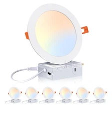 CLOUDY BAY 6 Pack 6 Inch 5CCT Ultra-Thin LED Recessed Ceiling Light with Junc...