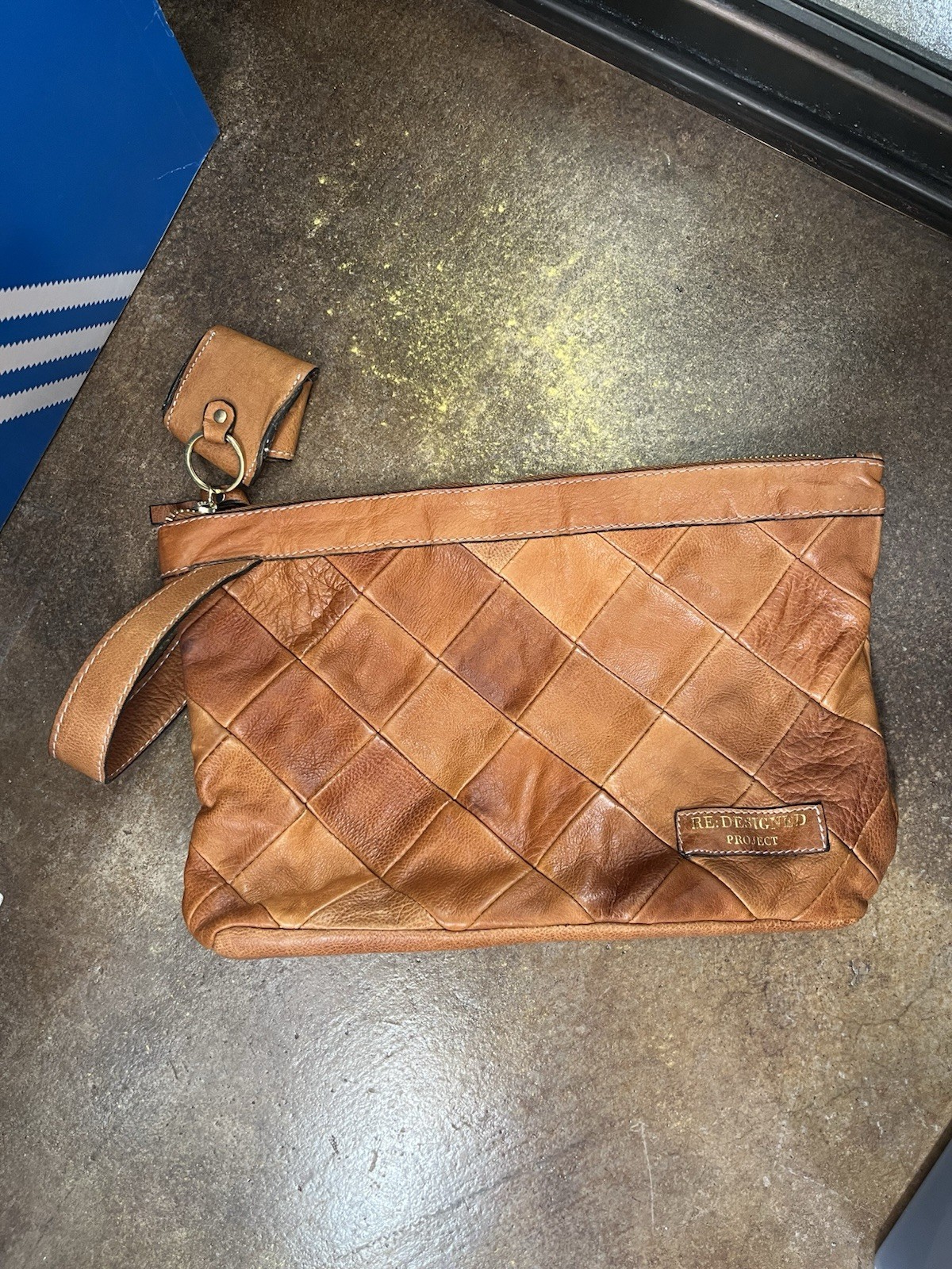 Leather patchwork purse Large Clutch handbag RE:D… - image 5