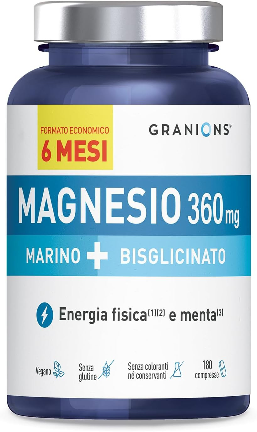 Magnesio Bisglicinato 360mg + Marino 180 Compresse - Alta Qualità