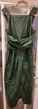 Anthropologie Faux Leather Pleated  Wrap Cocktail Dress Green Size 6
