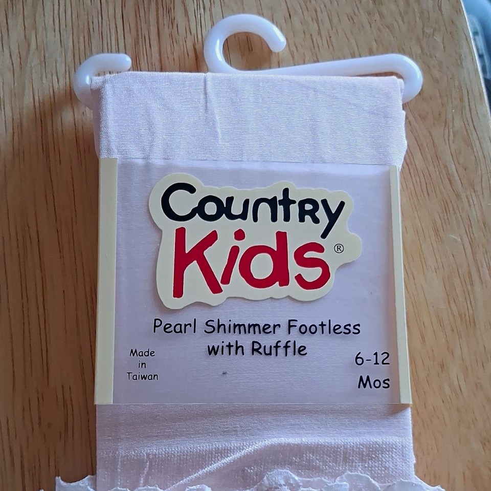 Country Kids Pearl Shimmer Footless Ruffle Tights White 6-9 Months 1 ...