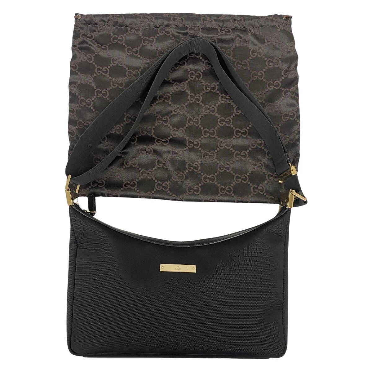 Sac bandoulière toile logo GUCCI 019 0433 noir rayures et taches