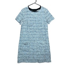 Loft Outlet Womens Dress Gray Multi Tweed Short Sleeve Back Zip Pockets Medium 