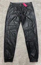 Commando Faux Leather Joggers Womens Sz Large Black Pockets Athleisure Dance NWT