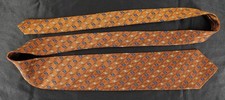Paul Fredrick 100 Italian Silk USA made tie orange blue white diamond