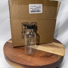 12-Pack Clear Glass Bottles with Black Caps 2oz NEW