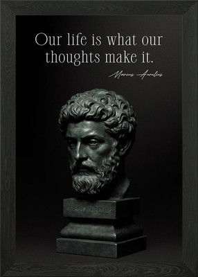 Marcus Aurelius Büste mit Zitat gerahmtes Wandbild Poster Leinwanddruck Bild